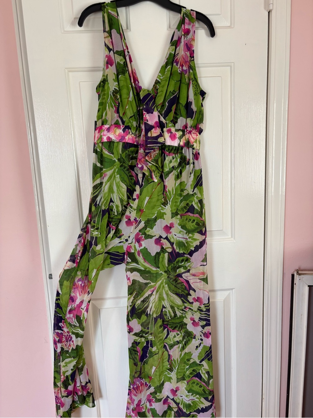 Vibrant Tropical Leaf Wide-Leg Jumpsuit